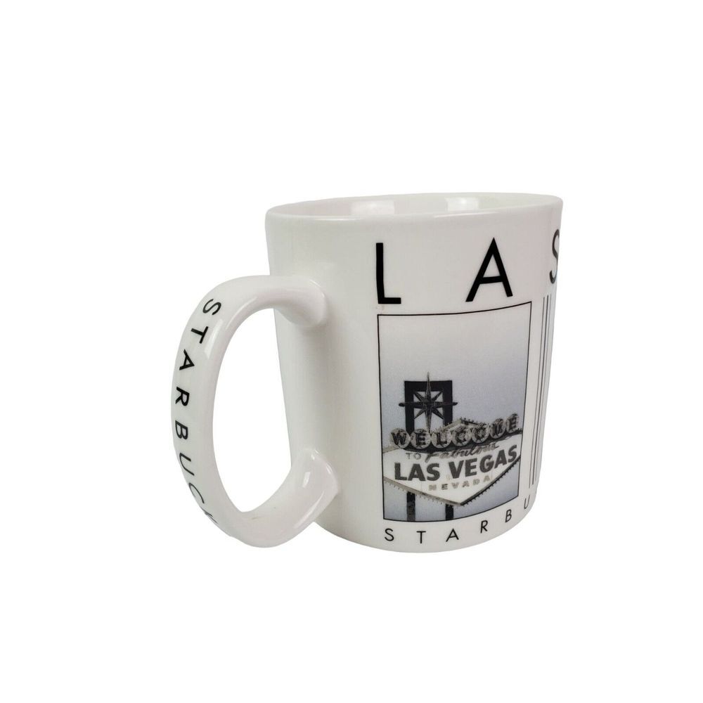 Starbucks Las Vegas Coffee Mug Black White Poker Waterfall